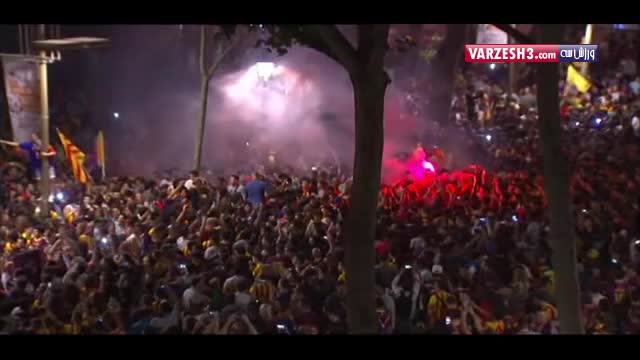 جشن هواداران بارسلونا بعد قهرمانی در جام حذفی