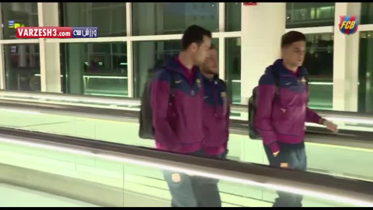 ورود بازیکنان بارسلونا به کاستلیون برای دیدار با ویارئال