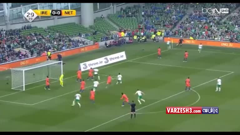 گلهای بازی ایرلند 1-1 هلند
