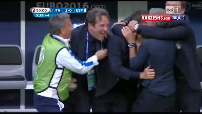 خوشحالی منحصربه فرد کونته بعد گل دوم ایتالیا!! | ویدیو ورزش سه