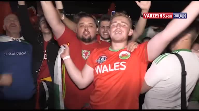 شادی ولزی ها پس از صعود به نیمه نهایی یورو 2016
