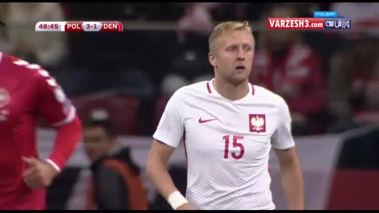 گل به خودی جالب بازیکن لهستان مقابل دانمارک