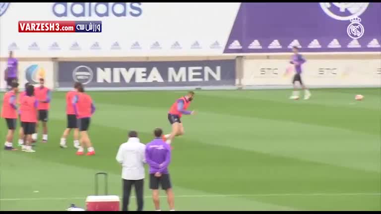 تمرین جالب شوت‌زنی سرعتی بازیکنان رئال مادرید