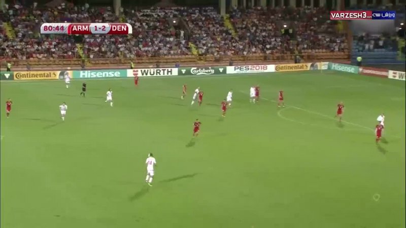 گلهای بازی ارمنستان 1-4 دانمارک
