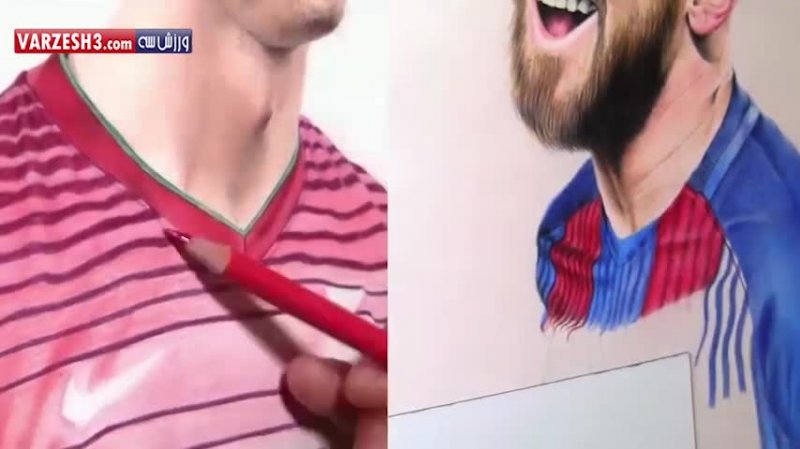 نقاشی زیبا و دیدنی از چهره مسی و رونالدو