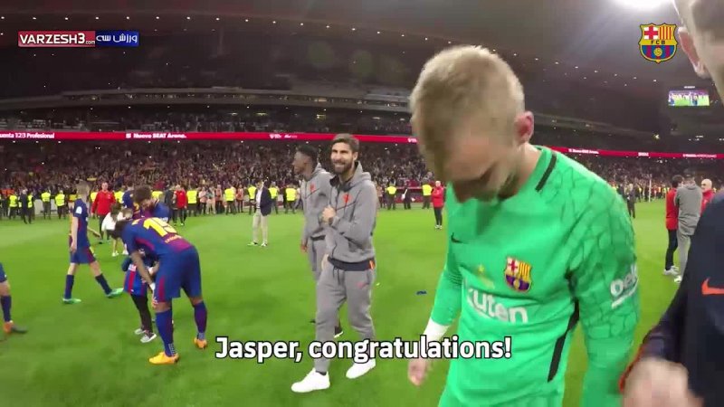 شادی بازیکنان بارسلونا پس از غلبه بر سویا از نگاه دوربین باشگاه