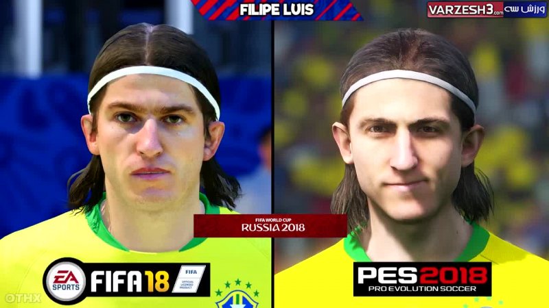 مقایسه چهره بازیکنان برزیل در بازی PES و FIFA