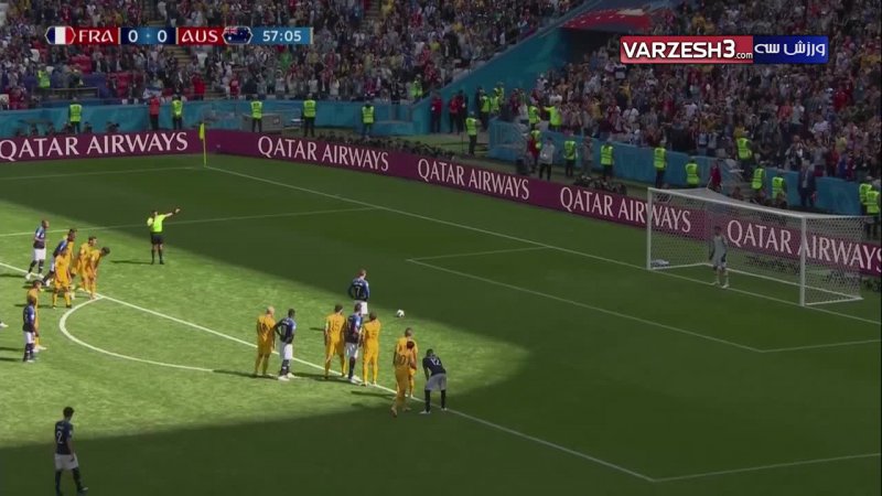 گل اول فرانسه به استرالیا ( گریزمان - پنالتی )