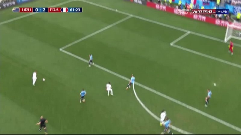 گل دوم فرانسه به اروگوئه توسط گریزمان روی اشتباه موسلرا