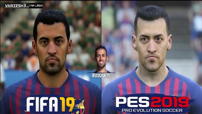 مقایسه چهره بازیکنان بارسلونا در PES 2019 و FIFA 19