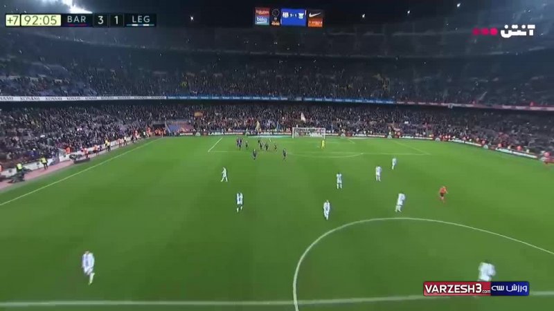 گل سوم بارسلونا به لگانس توسط لیونل مسی