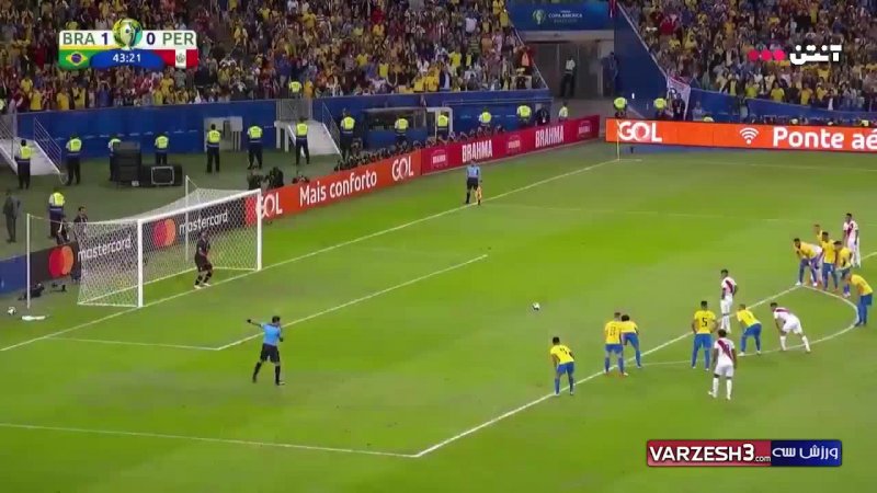 گل اول پرو به برزیل از روی نقطه پنالتی(گوئررو)