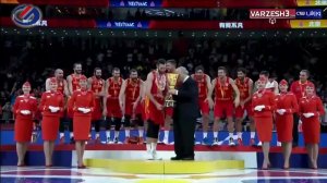 مراسم اهدای جام قهرمانی بسکتبال 2019 به تیم ملی اسپانیا