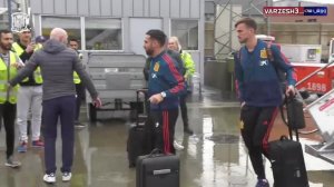 ورود تیم اسپانیا در هوای بارانی به نروژ
