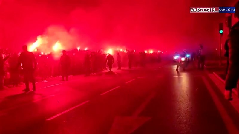 آتش بازی هواداران اتلتیکو پس از پیروزی مقابل لیورپول